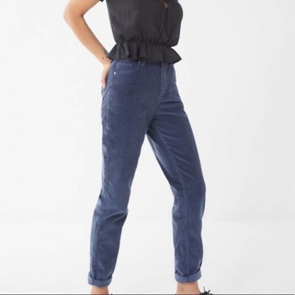 BDG Corduroy Mom High-Rise Blue Pants Size 26 - Picture 1 of 9